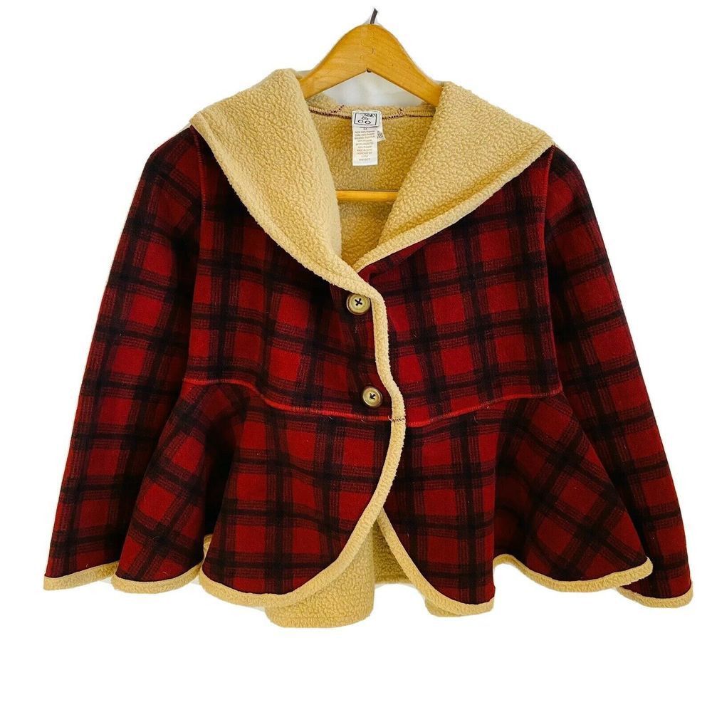 Mac & CO Girls Fleece Plaid Ruffle Cost 6x